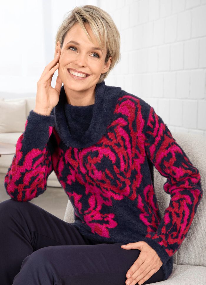 Trui met garen met harig effect 