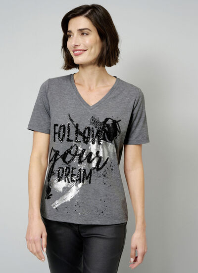 Shirt met uitgebreide paillettenversiering 