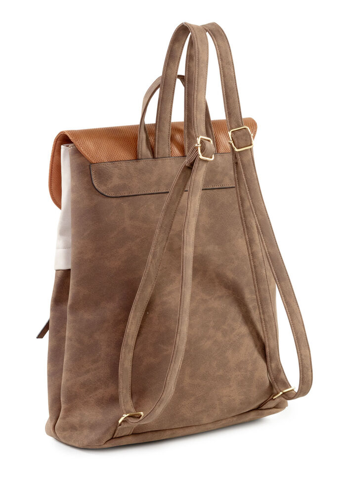 Rugzak met klep en draaisluiting BRAUN-BEIGE