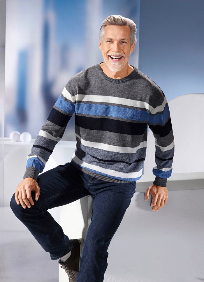 Trui met ronde hals en all-over een structuurmix 