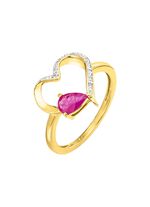 Damesring met echte robijn in de hartvormige ringkop 
