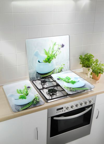 Afdekplaten fornuis in set van 2, van glas 