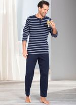 Two-pack pyjama met knoopsluiting en open manchetten 
