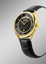 Rotary quartz herenhorloge met leren band 
