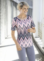 Shirt met all-over design in 2 kleuren ROSÉ-ECRU-GRIJS