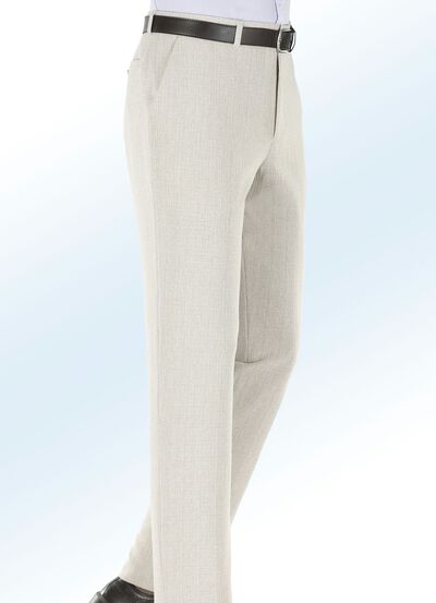 Broek in linnen-look in 2 kleuren BEIGE GEMÊLEERD