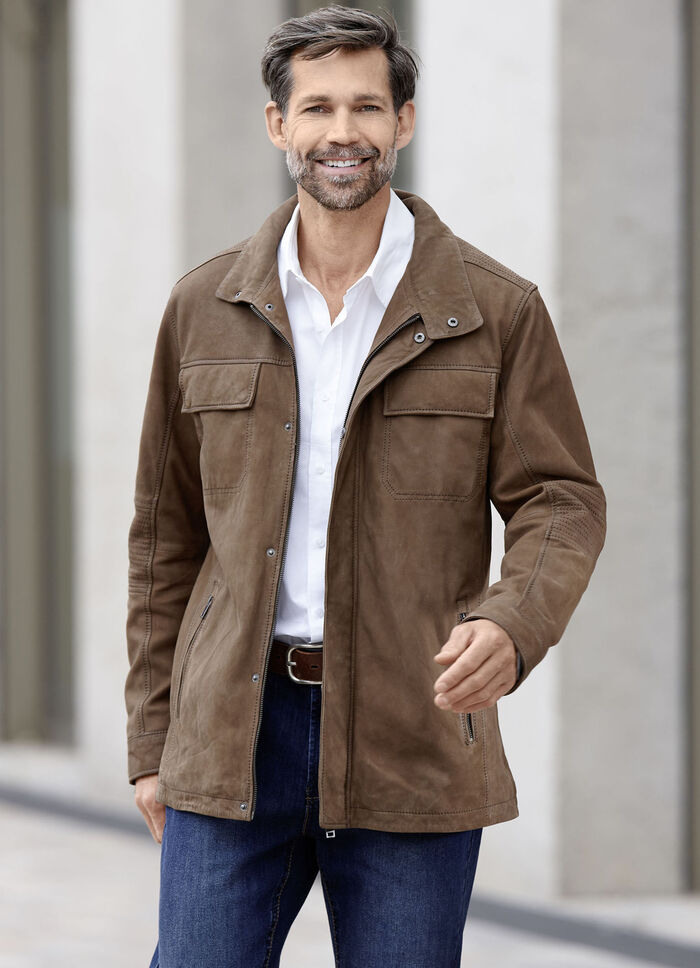 Leren jas met borstzakken 