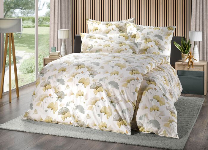 Beddengoedset met ginkgobladmotief 