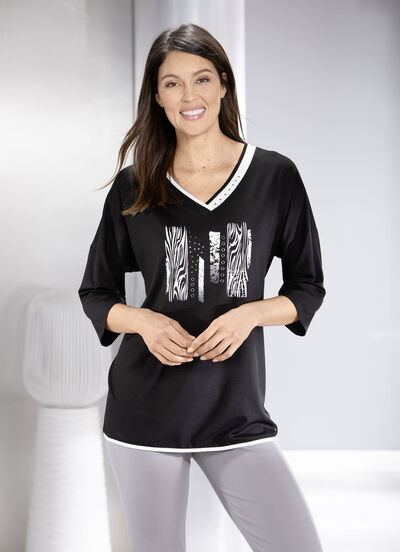 Shirt met contrasterende print 