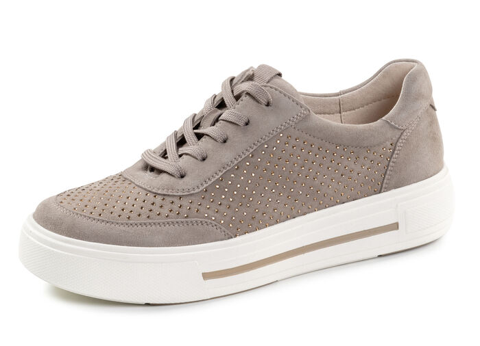 ELENA EDEN sneakers van fijn suède TAUPE