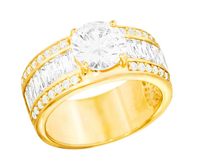 Vergulde damesring met zirkonia 