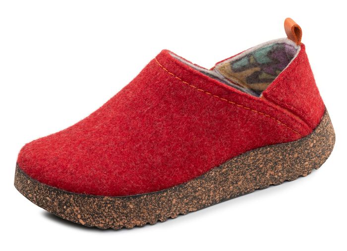 Gemini, comfortabele damespantoffels, breedte G, met uitneembaar voetbed ROOD