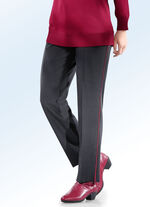 Broek met trendy contrastbiezen ZWART-ROOD
