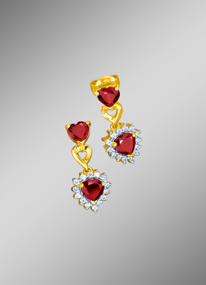 Oorbellen met echte granaat en echte witte topaas 