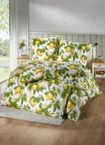 Beddengoedset aan beide zijden bedrukt met een citroendessin 