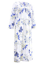 Twee-pack nachthemden, effen en all-over dessin met knoopsluiting 1X KONINGSBLAUW, 1X WIT-BONTE