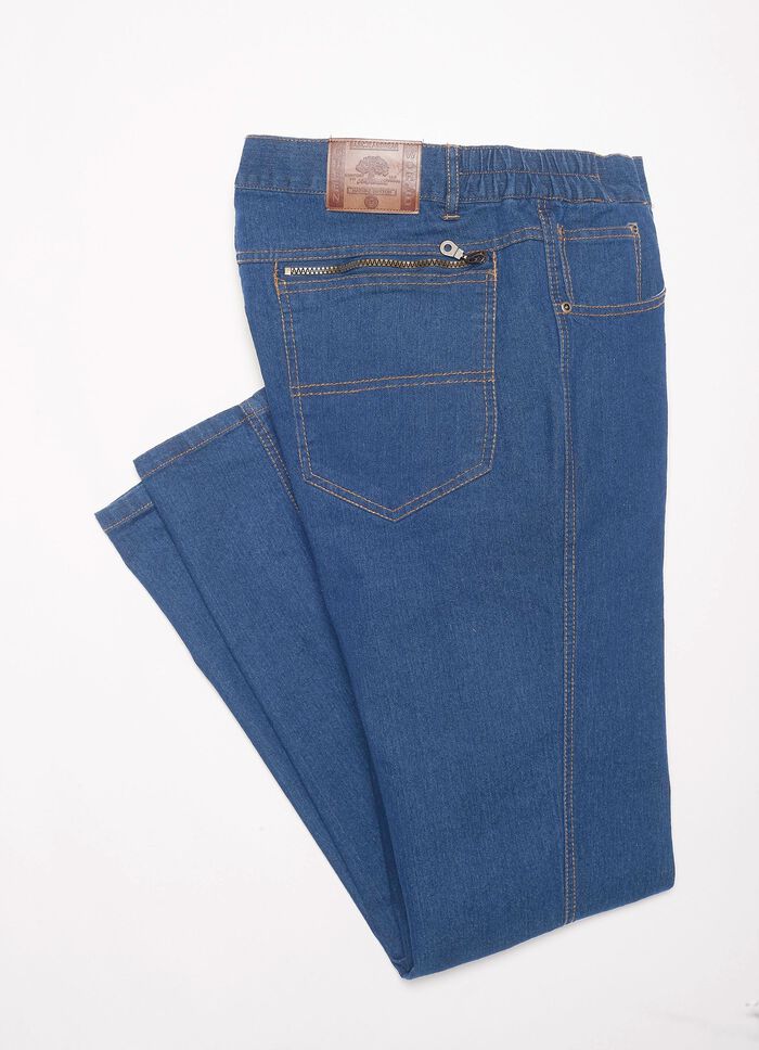 Jeans met elastische taillebandinzetstukken in 3 kleuren 