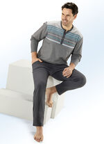 Hajo Klima comfortpyjama met knoopsluiting en garengeverfde strepen 