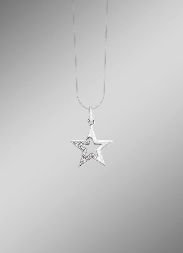 Gematteerde sterhanger met synthetische zirkonia 