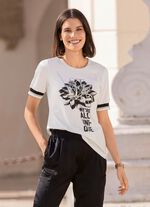 Shirt met flatlocknaad bij de halslijn 