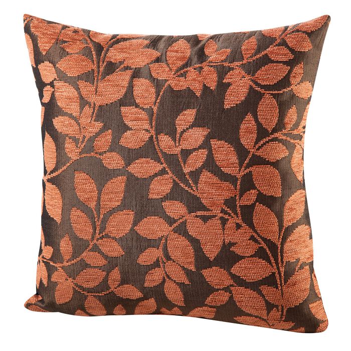 Kussenhoes met een mooi bladmotief TAUPE-TERRA