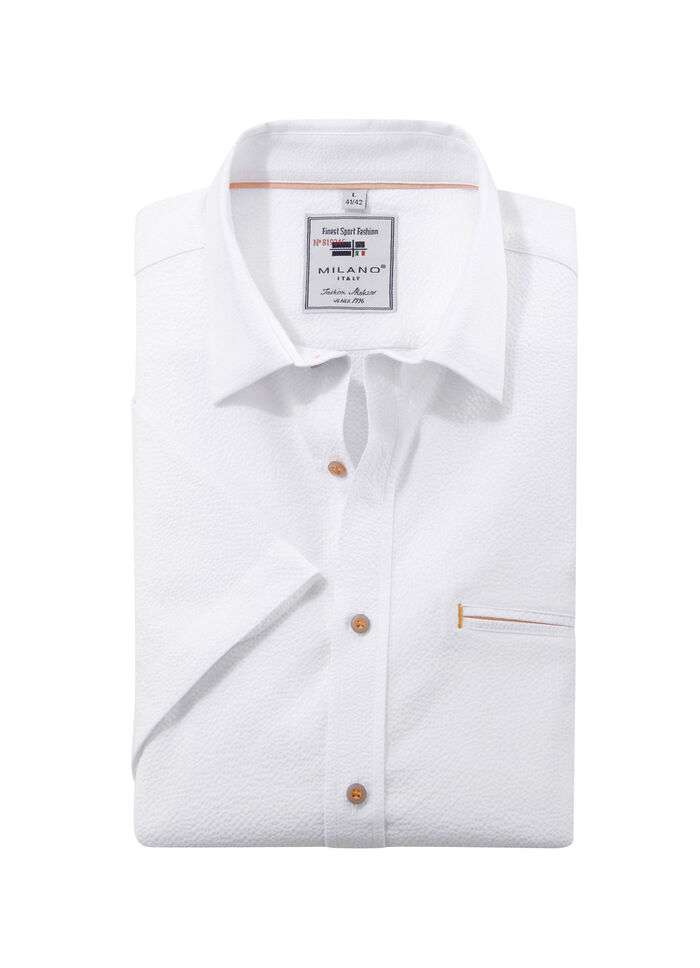 Seersucker shirt van "Milano Italy" in 3 kleuren WIT