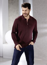 Polotrui met korte rits in 3 kleuren BORDEAUX