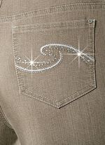 Comfortjeans versierd met strassteentjes in 6 kleuren ZAND