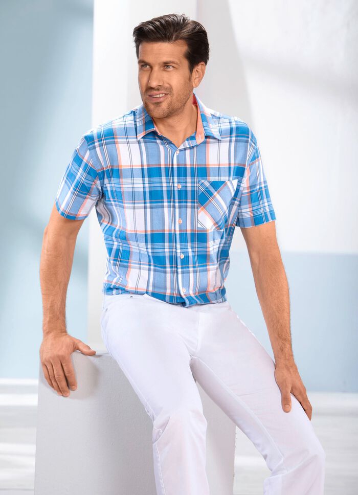 Shirt TURKOOIS-WIT-ORANJE GERUIT