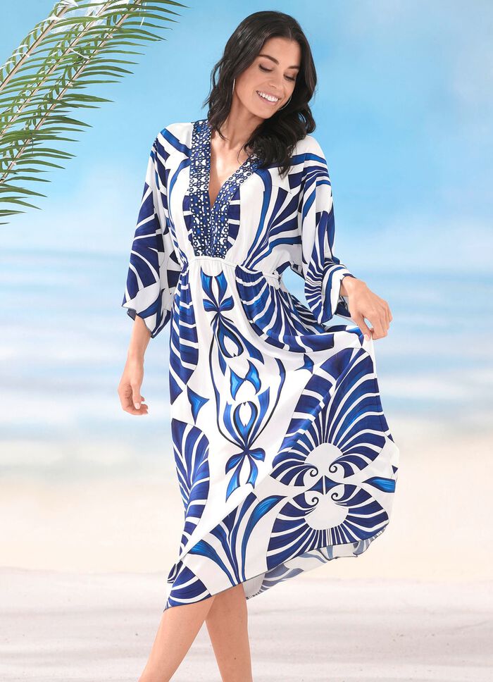 Laurina-jurk met schitterend gekleurd printdessin 