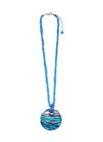 Murano glazen ketting in turquoise en zilvertinten 