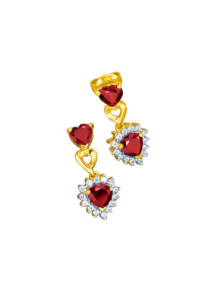 Oorbellen met echte granaat en echte witte topaas 