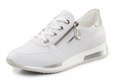 Remonte sneakers met veters en glinsterende zilveren contrastrand 