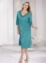 Nachthemd tot op de kuit met geborduurd kant LAGUNE