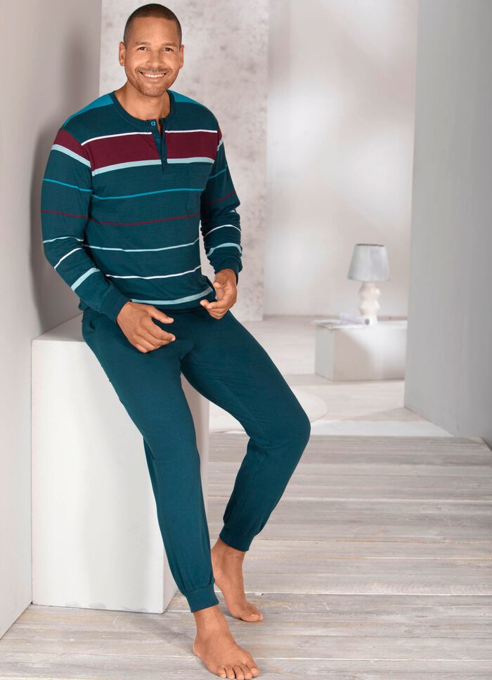 Pyjama met knoopsluiting en manchetten 