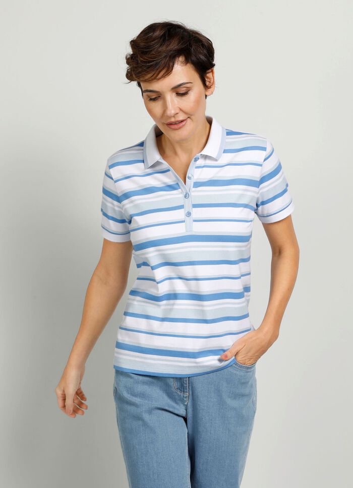 Poloshirt met contrasterende geribbelde manchetten 