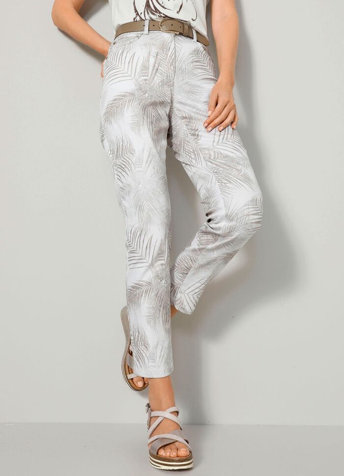 Broek met trendy bladerenprint 