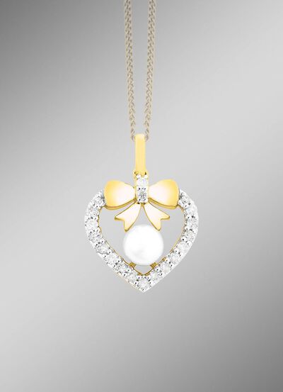 Hanger met 19 briljanten en zoetwaterkweekparel 