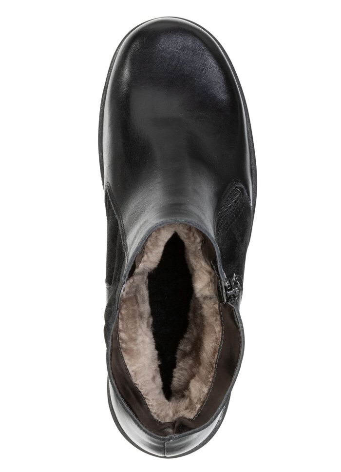 ELENA EDEN, gevoerde dames enkellaarsjes, winterschoenen, breedte H, met lamsvacht ZWART