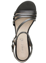 Caprice sandaal van gedeeltelijk gemetalliseerd nappaleer ZWART