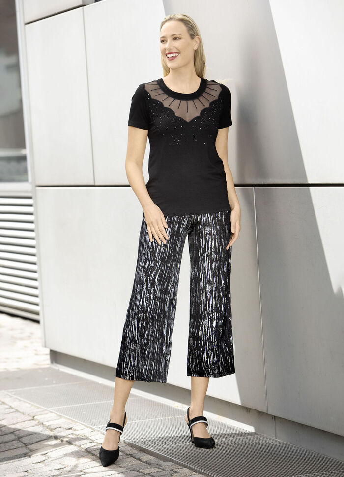 Shirttuniek met mesh-inzet ZWART