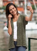 Gebreid vest met ajourmotief KAKI