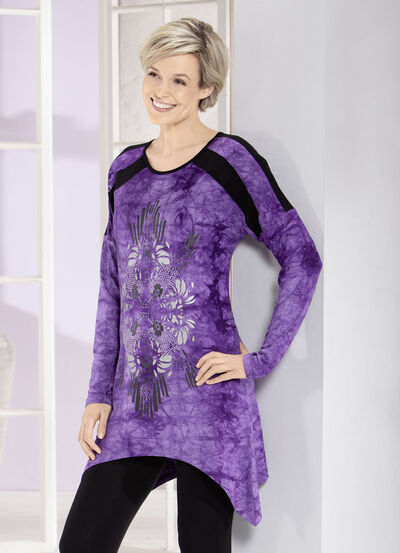 Lang shirt in trendy batiklook in 2 kleuren 