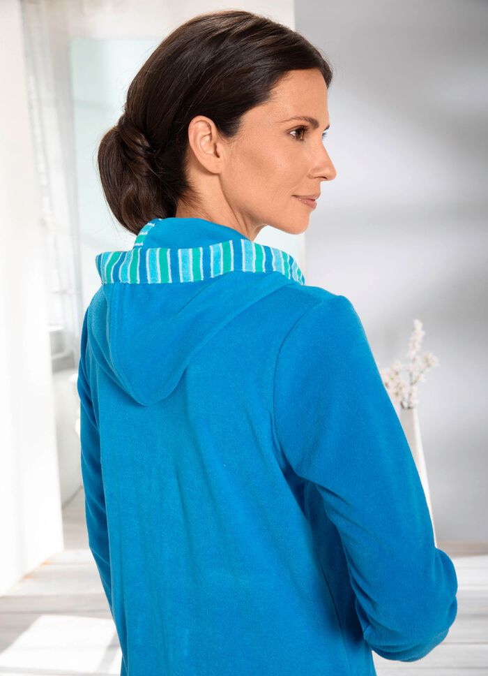Huisjurk met capuchon TURQUOISE