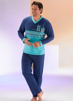 Pyjama met V-hals en gestreept dessin 