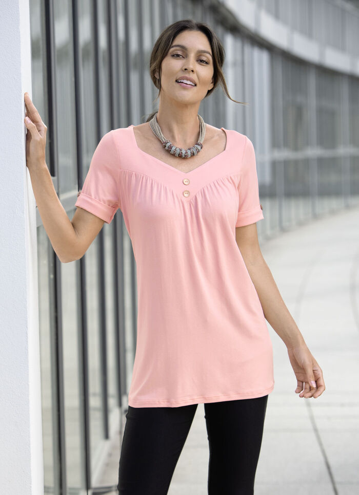 V-hals tuniek in 2 kleuren ROSÉ