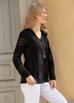 Kanten overhemd met V-hals 