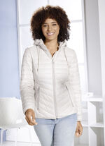 Kort jasje met een opvallend minimalistisch design BEIGE-WIT