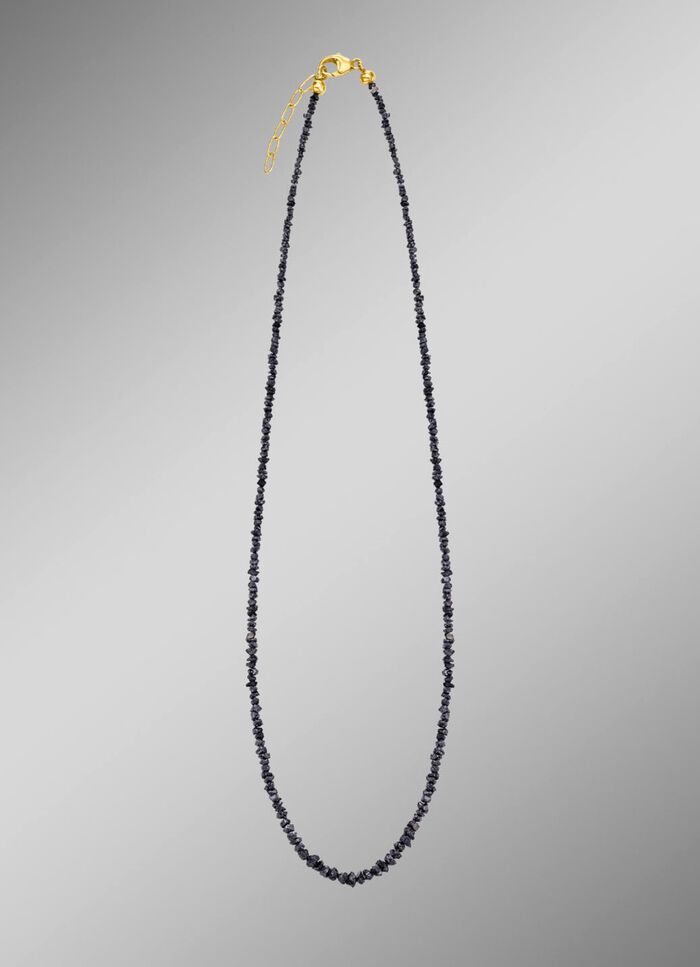 Uitzonderlijke ketting met ruwe diamanten in donkergrijs 