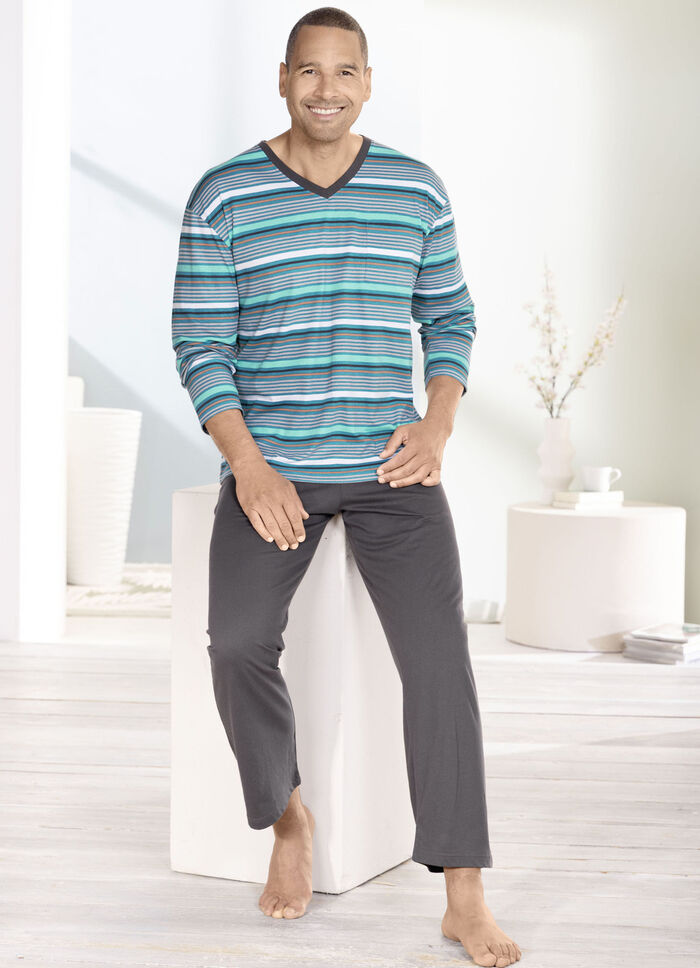 V-hals pyjama met open manchetten 